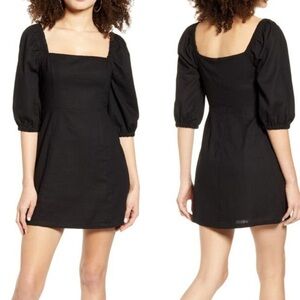 All in Favor black dress cotton linen blend